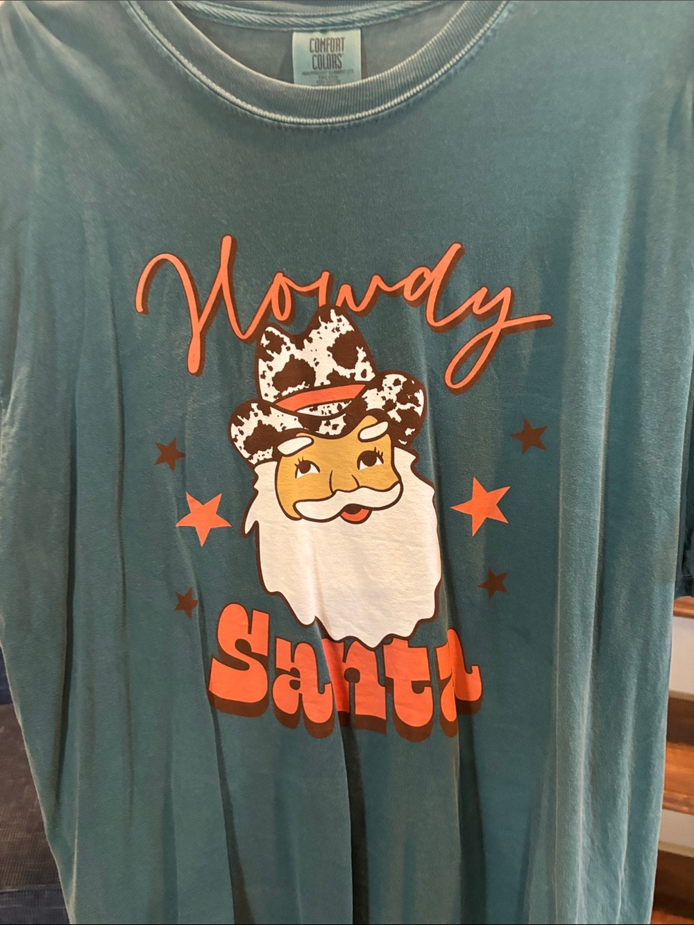 Comfort Colors Teal Kids Short-Sleeve 'Howdy Santa' Graphic Tee